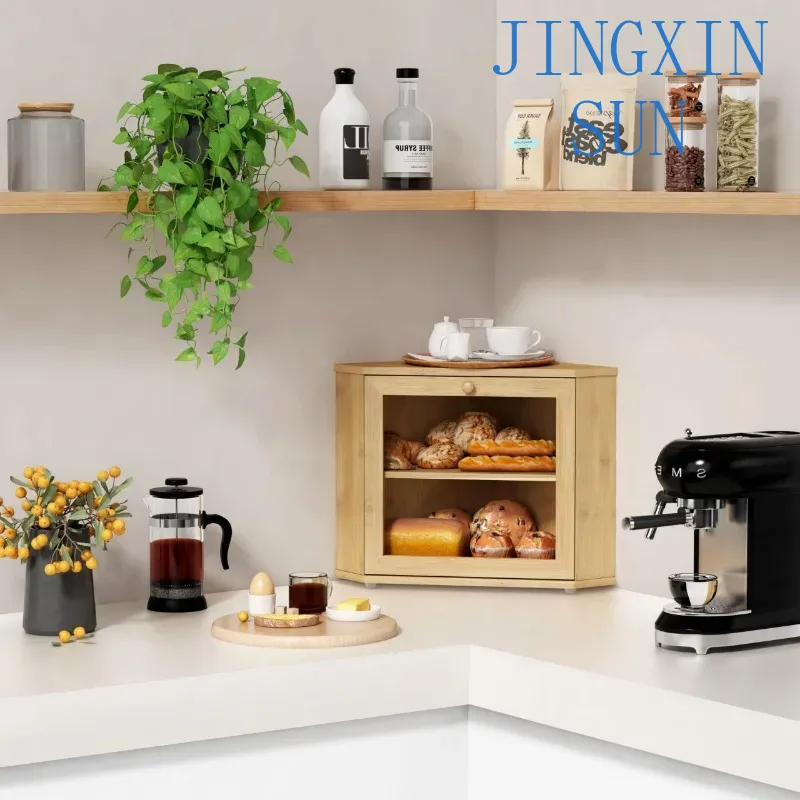 2 Tier Bamboo Corner Bread Box - Kitchen Baking Corner ulasan dan harga