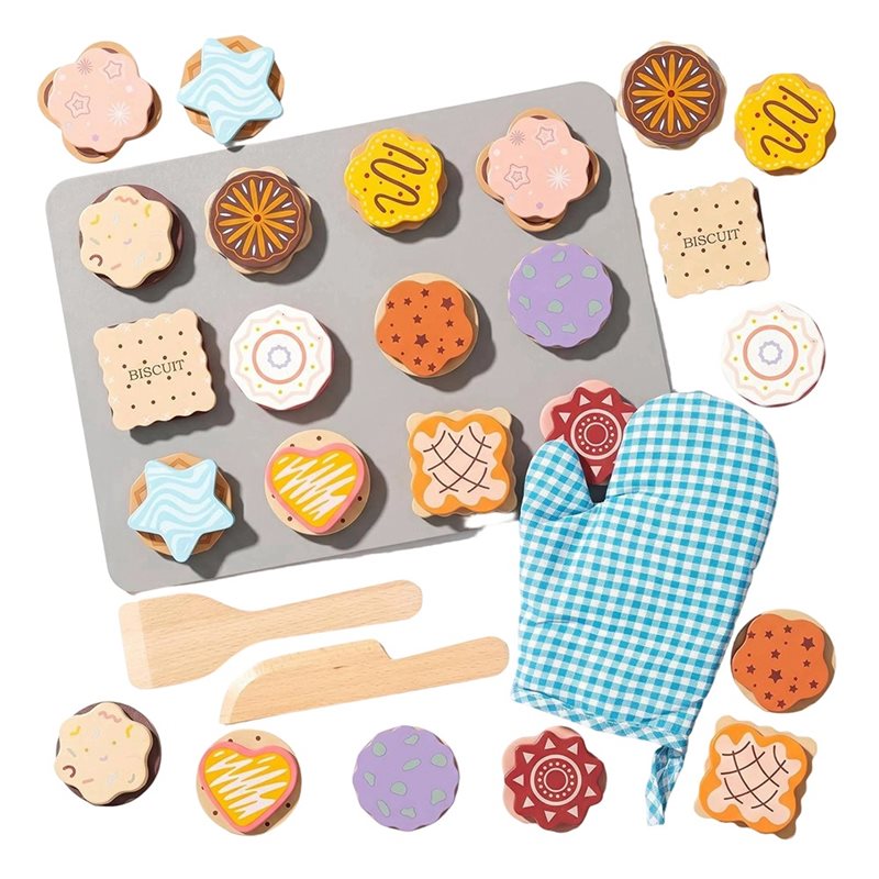 WOWFU-Wooden Cookie Play Food  - Kitchen Kids Baking Set ulasan dan harga