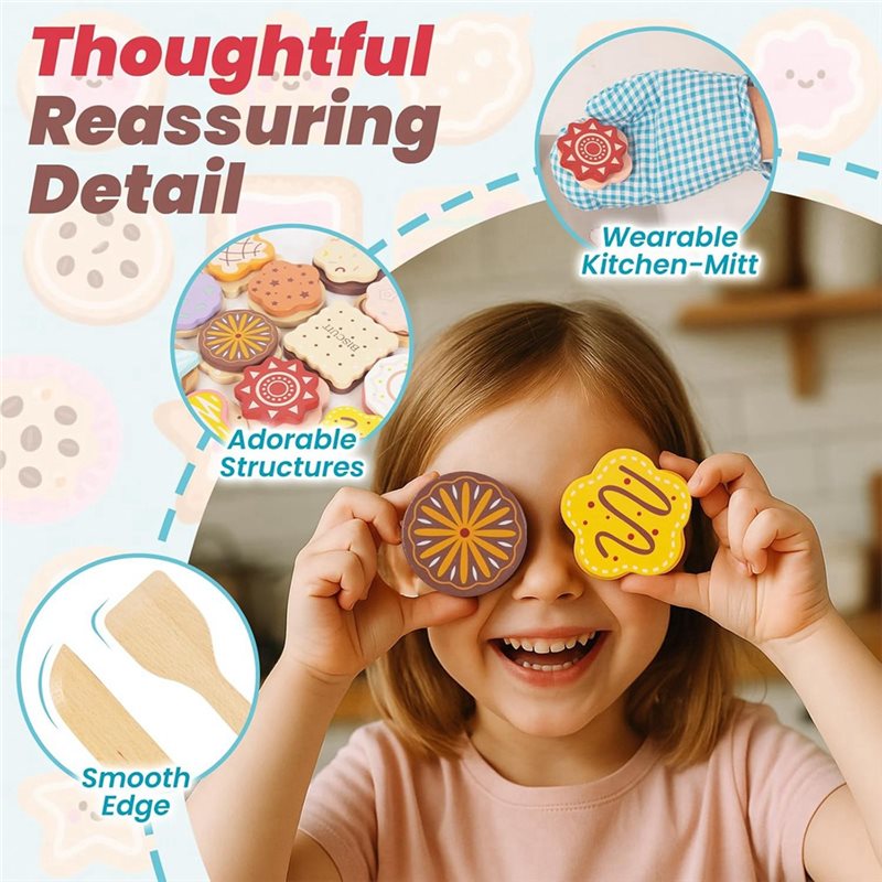 WOWFU-Wooden Cookie Play Food  - Kitchen Kids Baking Set ulasan dan harga