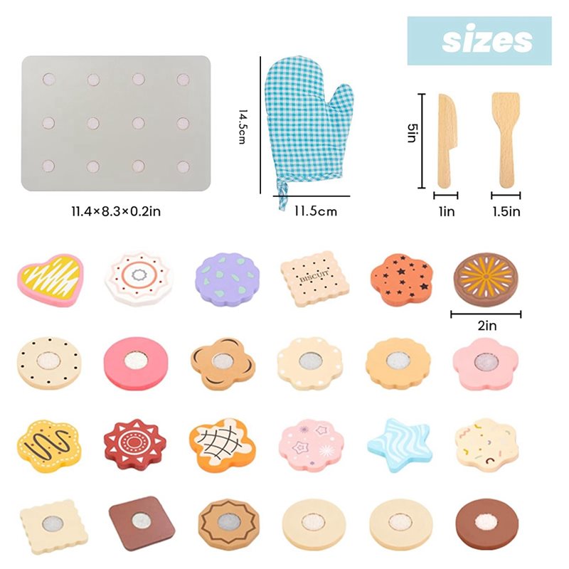 WOWFU-Wooden Cookie Play Food  - Kitchen Kids Baking Set ulasan dan harga
