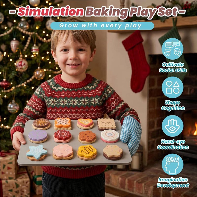 WOWFU-Wooden Cookie Play Food  - Kitchen Kids Baking Set ulasan dan harga