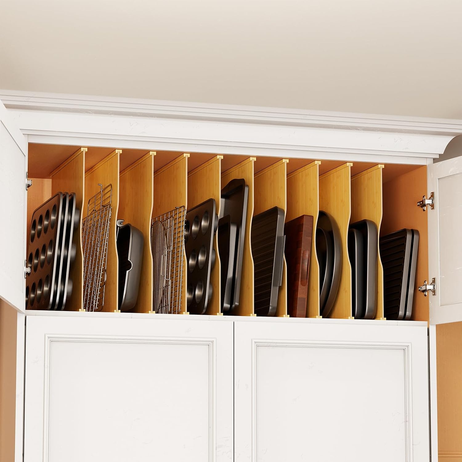 10 Pack Bamboo Tray Dividers f - Kitchen Cabinet Baking Organizer ulasan dan harga